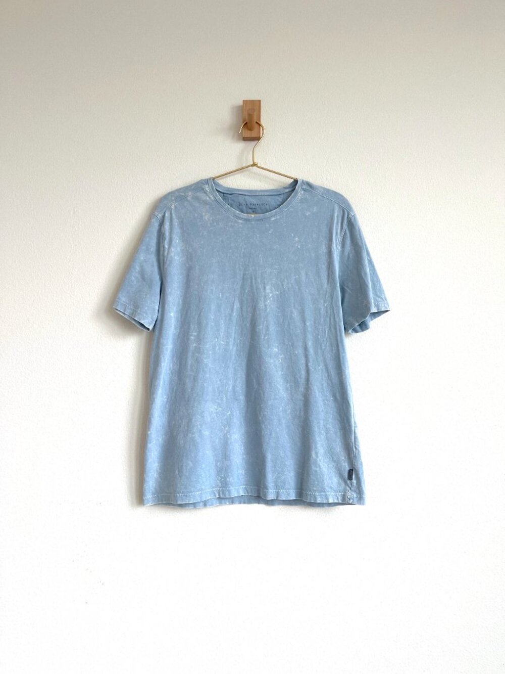 John Varvatos River Blue Marbled 100% Cotton Short Sleeve Tee - Size M